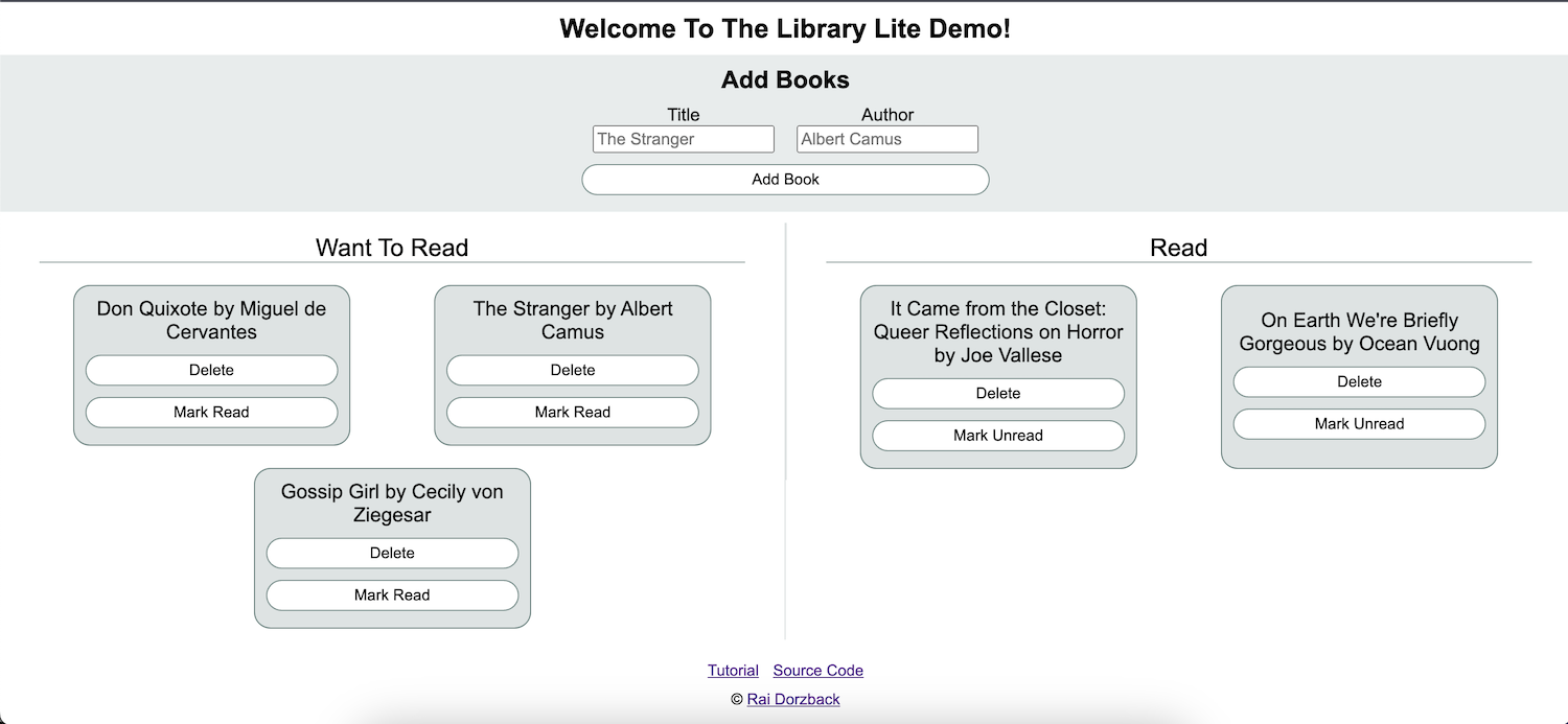 Library Lite User Interface